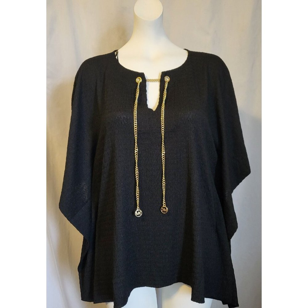 Michael Kors Size S/M Black w/ Gold Chain Top/Cover Up Lightweight NWOT